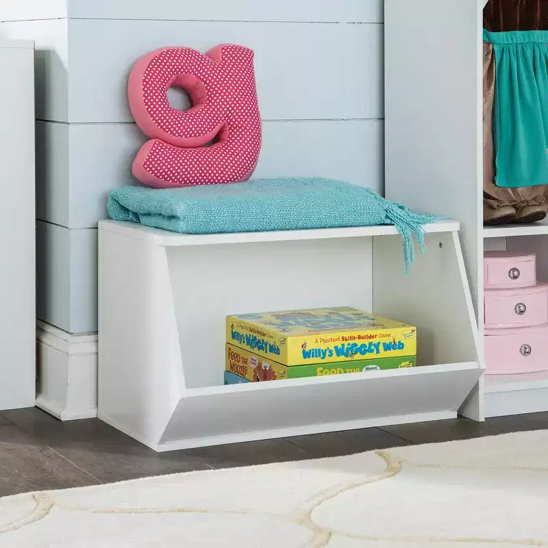 Organisateur de jouets incliné empilable, blanc